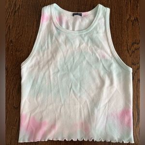 brandy melville tie dye lettuce trim tank top one size